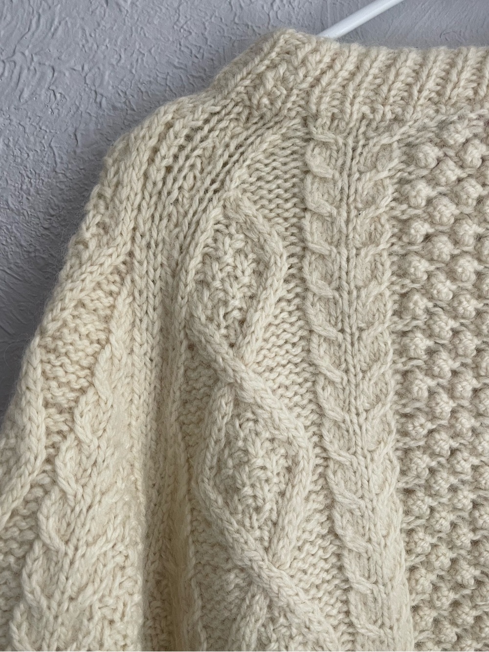 Vintage Passports of Pier 1 Hand-knit Wool Fisherman’s Cable-knit Sweater - Picture 6 of 6
